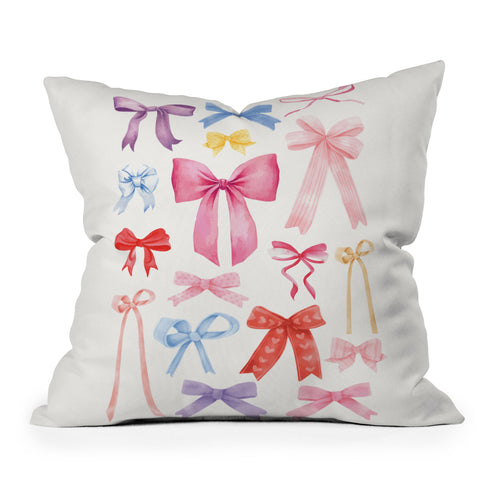 April Lane Art Cute Bows Ribbons Outdoor Throw Pillow