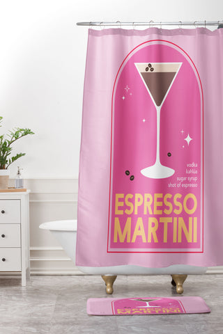 April Lane Art Espresso Martini Cocktail I Shower Curtain And Mat