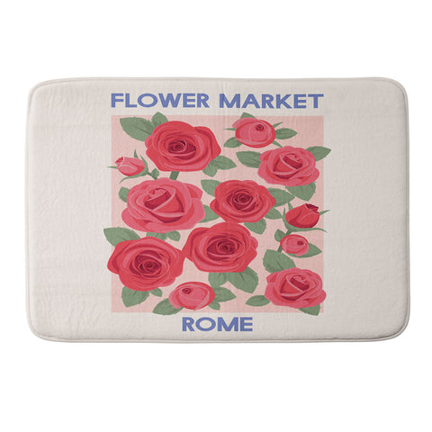 April Lane Art Flower Market Rome Roses Memory Foam Bath Mat