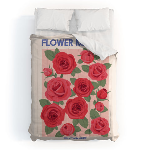 April Lane Art Flower Market Rome Roses Comforter
