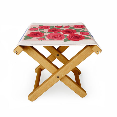 April Lane Art Flower Market Rome Roses Folding Stool