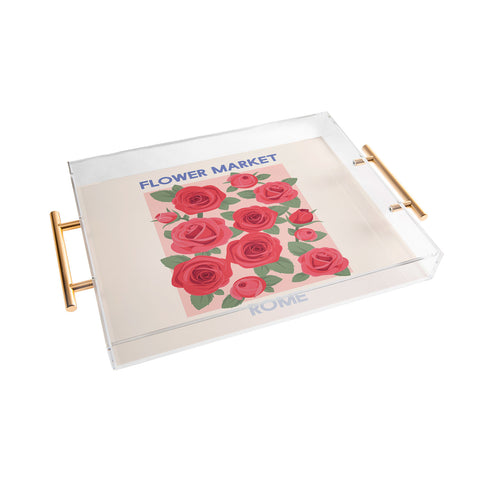 April Lane Art Flower Market Rome Roses Acrylic Tray