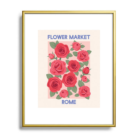 April Lane Art Flower Market Rome Roses Metal Framed Art Print