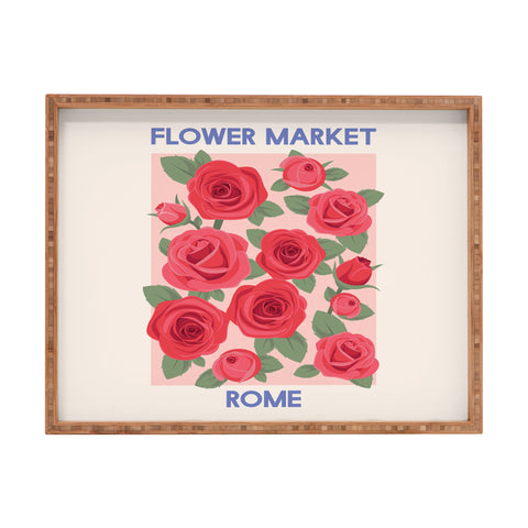 April Lane Art Flower Market Rome Roses Rectangular Tray