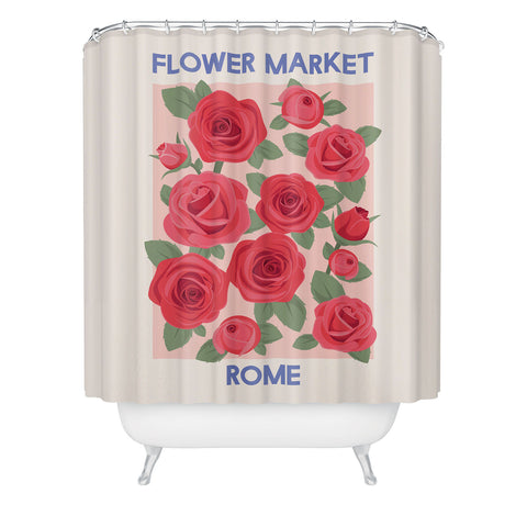 April Lane Art Flower Market Rome Roses Shower Curtain