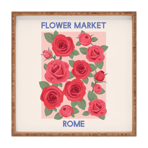 April Lane Art Flower Market Rome Roses Square Tray