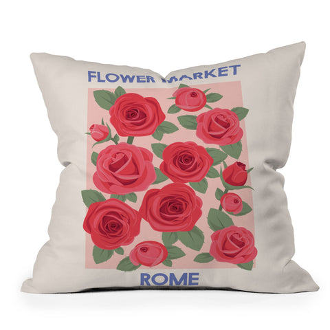 April Lane Art Flower Market Rome Roses Throw Pillow