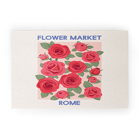 April Lane Art Flower Market Rome Roses Welcome Mat