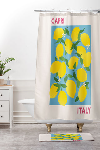 April Lane Art Fruit Market Capri Italy Lemon Shower Curtain And Mat