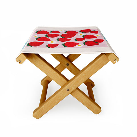 April Lane Art Fruit Market London England Strawberries Folding Stool