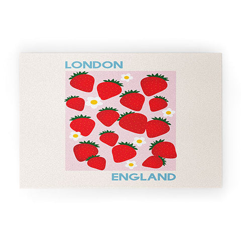 April Lane Art Fruit Market London England Strawberries Welcome Mat
