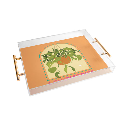 April Lane Art Golden Pothos Houseplant Acrylic Tray