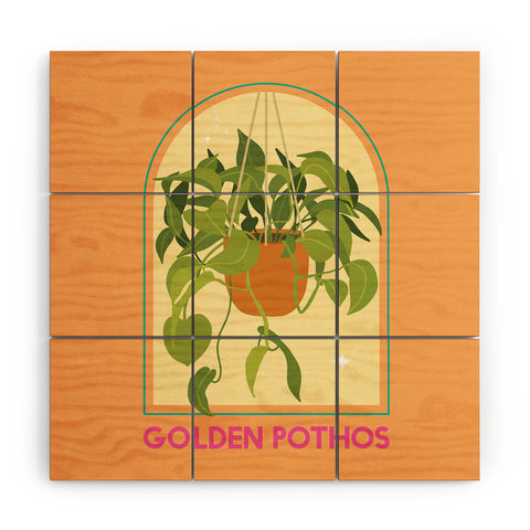 April Lane Art Golden Pothos Houseplant Wood Wall Mural