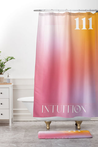April Lane Art Gradient Angel Number 111 Shower Curtain And Mat