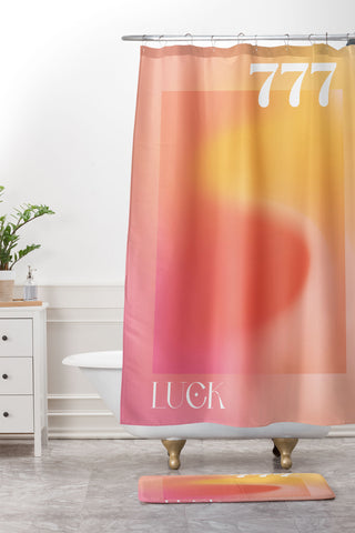 April Lane Art Gradient Angel Number 777 Shower Curtain And Mat