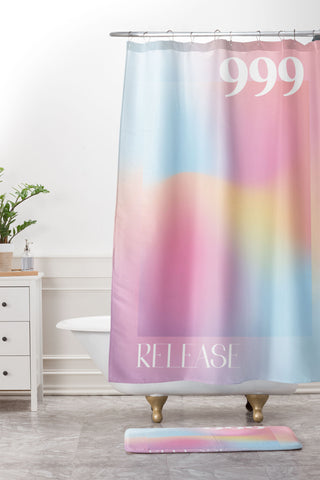 April Lane Art Gradient Angel Number 999 Shower Curtain And Mat