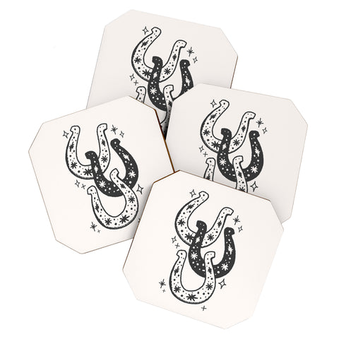 April Lane Art Horseshoes Black Coaster Set