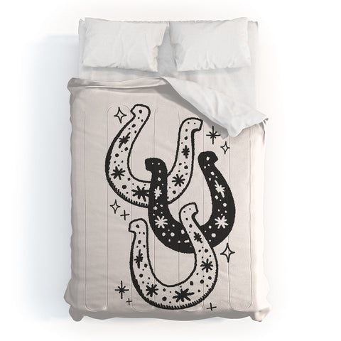 April Lane Art Horseshoes Black Comforter