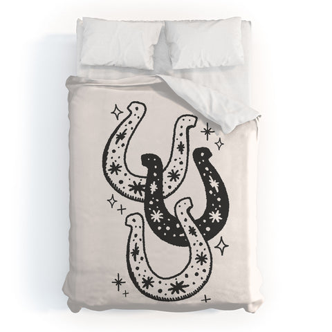 April Lane Art Horseshoes Black Duvet Cover