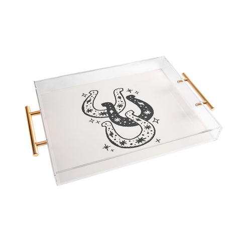 April Lane Art Horseshoes Black Acrylic Tray