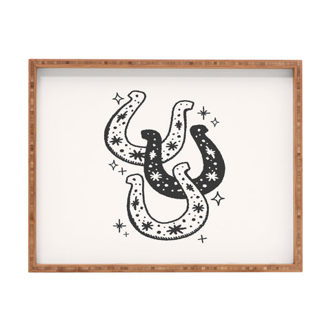 April Lane Art Horseshoes Black Rectangular Tray
