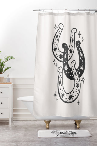 April Lane Art Horseshoes Black Shower Curtain And Mat