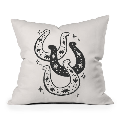 April Lane Art Horseshoes Black Throw Pillow
