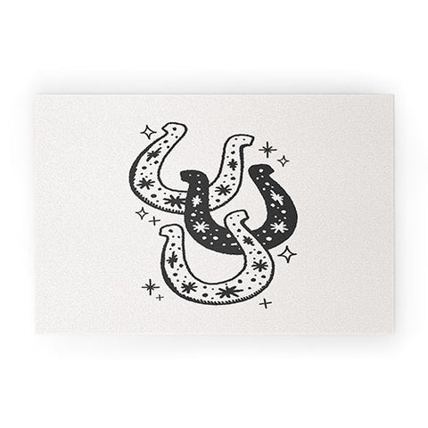 April Lane Art Horseshoes Black Welcome Mat
