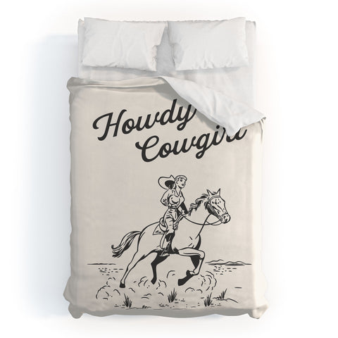 April Lane Art Howdy Cowgirl Black Duvet Cover
