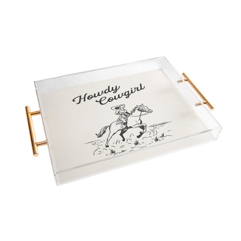 April Lane Art Howdy Cowgirl Black Acrylic Tray