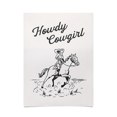 April Lane Art Howdy Cowgirl Black Poster