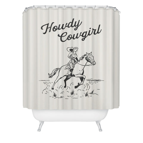 April Lane Art Howdy Cowgirl Black Shower Curtain