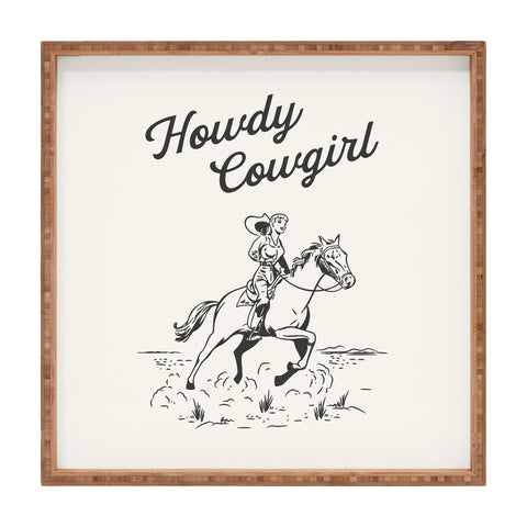April Lane Art Howdy Cowgirl Black Square Tray