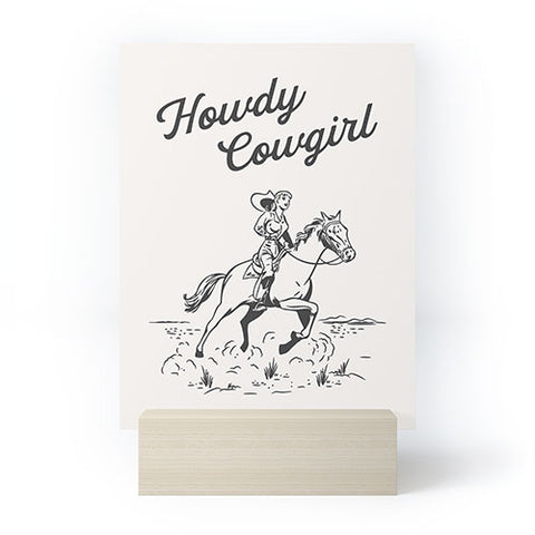 April Lane Art Howdy Cowgirl Black Mini Art Print