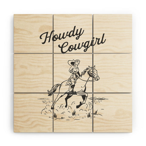 April Lane Art Howdy Cowgirl Black Wood Wall Mural
