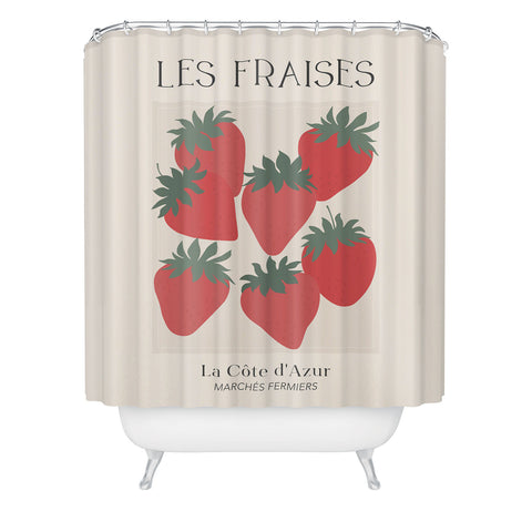 April Lane Art Les Fraises Fruit Market France Shower Curtain