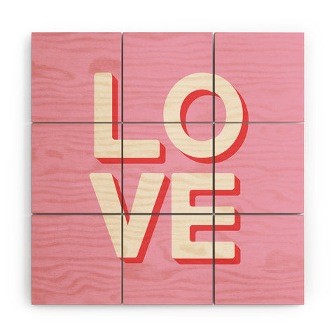 April Lane Art Love Pink Wood Wall Mural