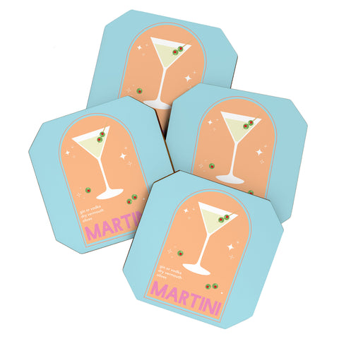 April Lane Art Martini Cocktail Coaster Set