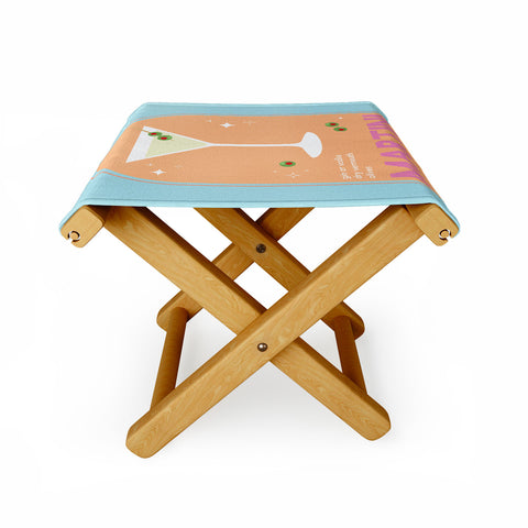 April Lane Art Martini Cocktail Folding Stool