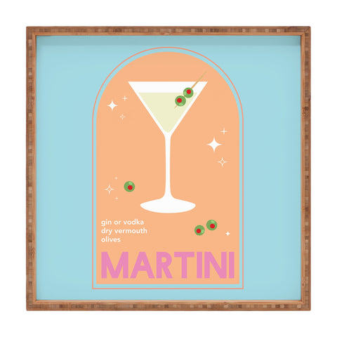April Lane Art Martini Cocktail Square Tray