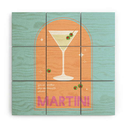 April Lane Art Martini Cocktail Wood Wall Mural