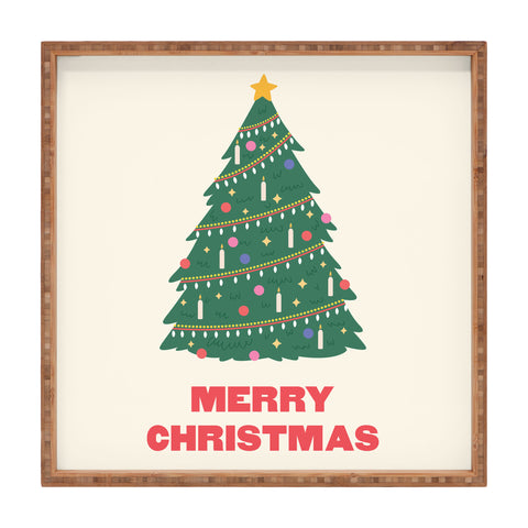 April Lane Art Merry Christmas Tree Square Tray