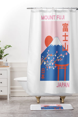April Lane Art Mount Fuji Shower Curtain And Mat