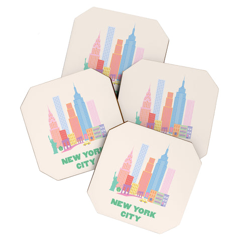 April Lane Art New York City Skyline I Coaster Set