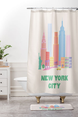 April Lane Art New York City Skyline I Shower Curtain And Mat