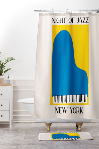 April Lane Art New York Jazz Night Shower Curtain And Mat
