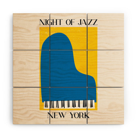 April Lane Art New York Jazz Night Wood Wall Mural