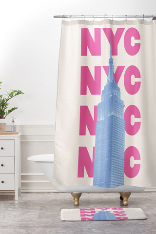 April Lane Art NYC Empire State Building Shower Curtain And Mat