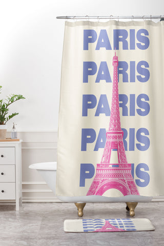 April Lane Art Paris Eiffel Tower I Shower Curtain And Mat