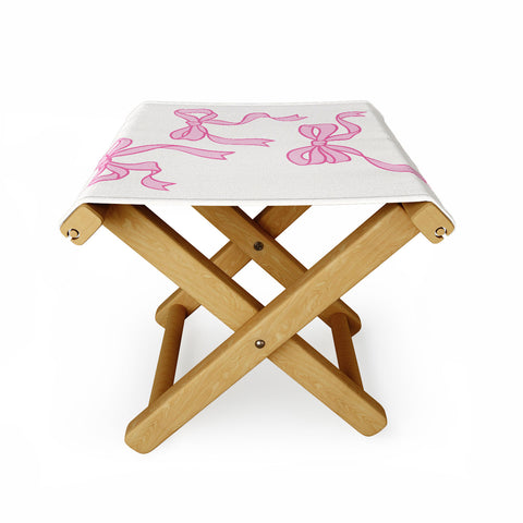 April Lane Art Pink Bows Folding Stool